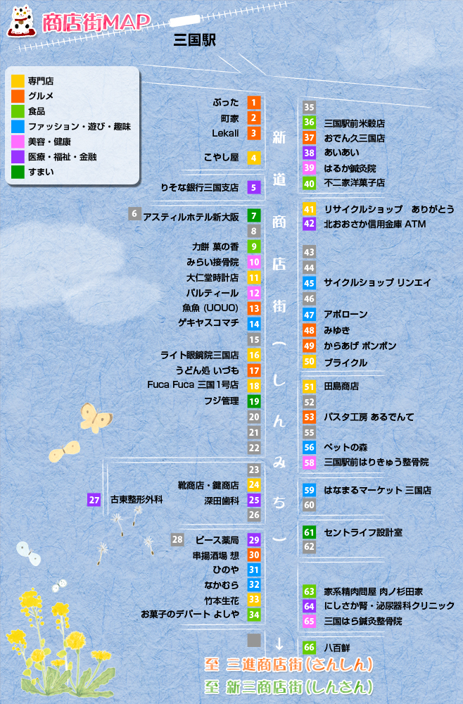 三国新道商店街｜商店街MAP